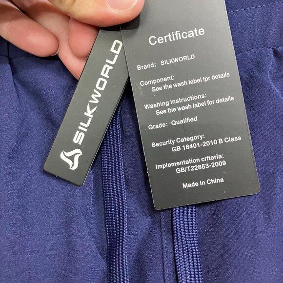 SILKWORLD Women's S Dark Blue High Waist Running Zipper Pockets Athletic Shorts - Picture 3 of 10